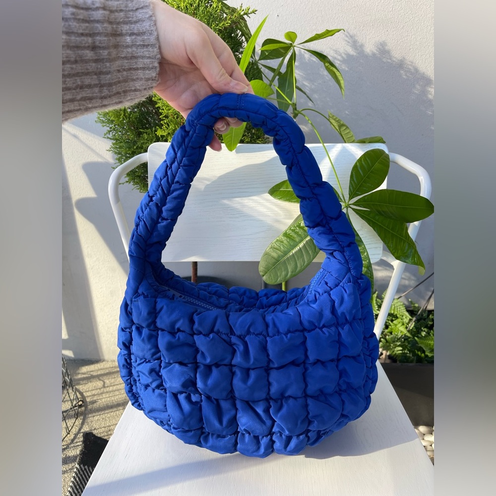 🌿 COS Women's Quilted Mini Bag in Blue
